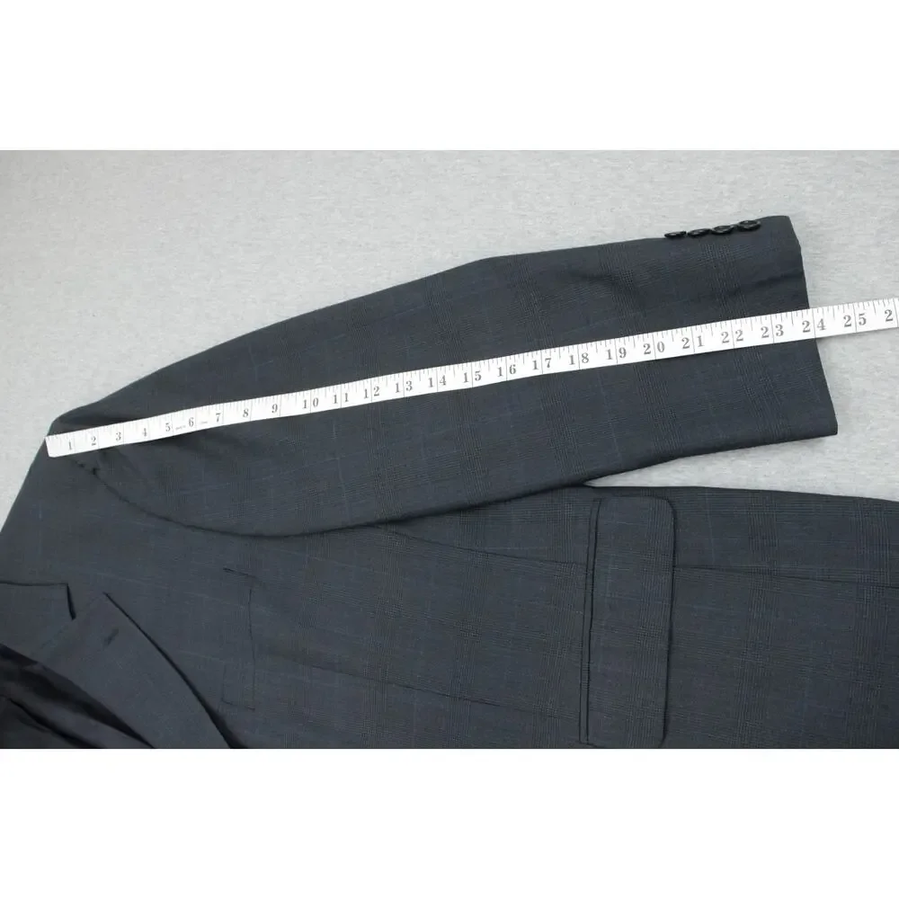 Brooks Brothers‎ Blazer Mens 46R Gray 346 Plaid Wool Blend Stretch 2 Buttons